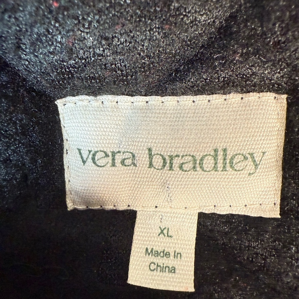 Vera Bradley Black and Flowered Top 3/4 Zip-up Fleece Pullover Size XL - Picture 3 of 6